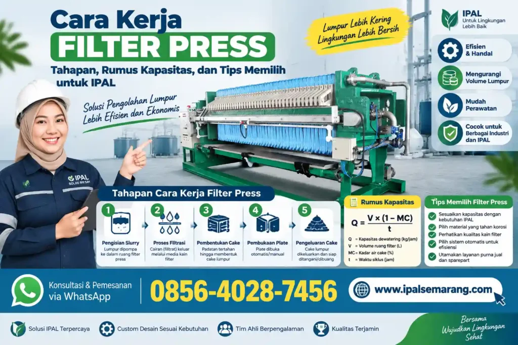 Cara Kerja Filter Press Tahapan, Rumus Kapasitas, dan Tips Memilih untuk IPAL