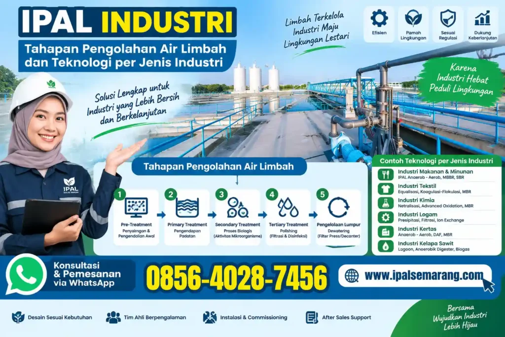 IPAL Industri Tahapan Pengolahan Air Limbah dan Teknologi per Jenis Industri