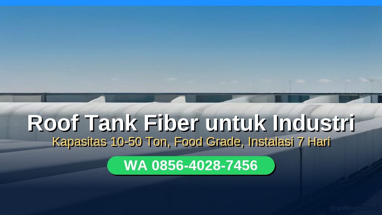 Roof tank fiber untuk industri: tangki FRP kapasitas 10-50 ton food grade instalasi 7 hari - WhatsApp 0856-4028-7456